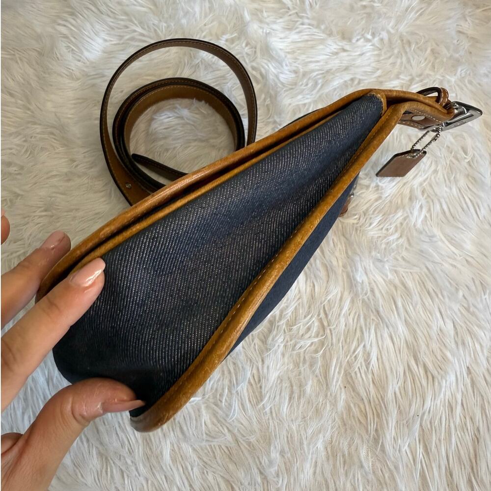 RARE y2k COACH Vintage Denim Suede Striped Crossbody  Shoulder Bag - Picture 7 of 13